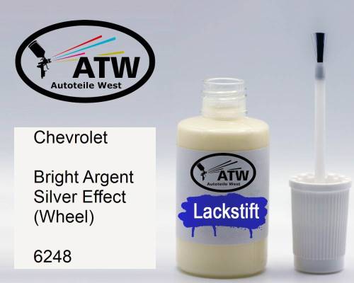 Chevrolet, Bright Argent Silver Effect (Wheel), 6248: 20ml Lackstift, von ATW Autoteile West.